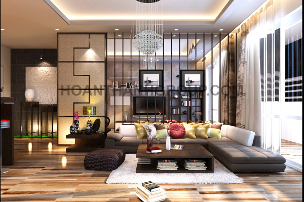 Thiết kế nội thất phòng khách căn hộ chung cư hiện đại kiểu Nhật