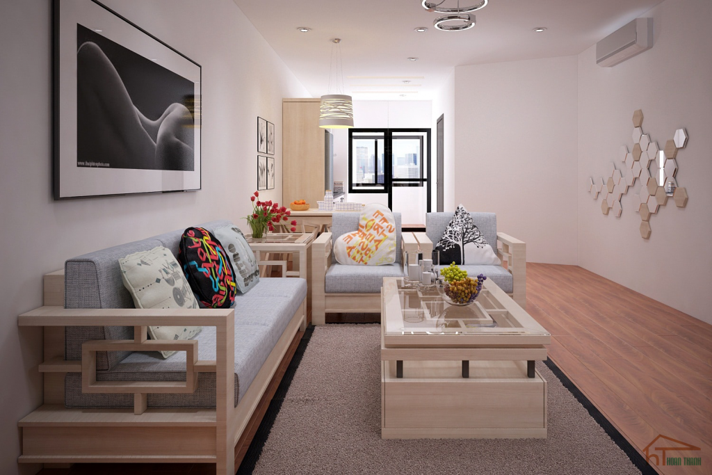 Thiết kế nội thất phòng khách chung cư hiện đại kiểu Hàn