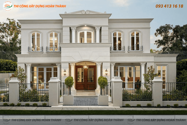 Bản vẽ phối cảnh biệt thự cổ điển phong cách châu Âu 4