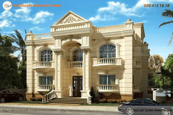 Bản vẽ phối cảnh biệt thự cổ điển phong cách châu Âu 6