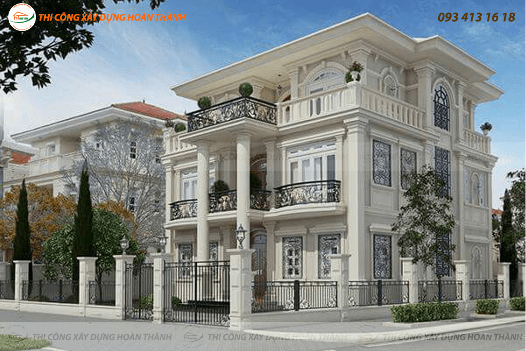 Bản vẽ phối cảnh biệt thự cổ điển phong cách châu Âu 7
