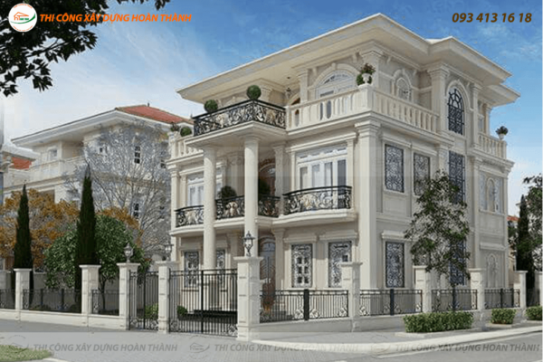 Bản vẽ phối cảnh biệt thự cổ điển phong cách châu Âu 7